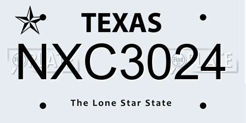 NXC3024 Texas License Plate