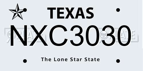 NXC3030 Texas License Plate