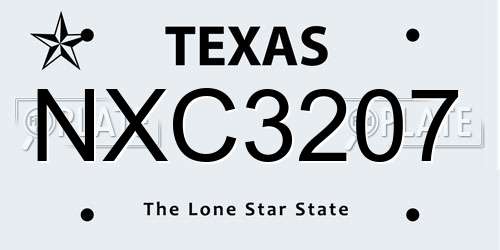 NXC3207 Texas License Plate