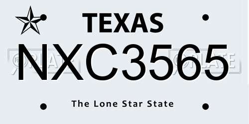 NXC3565 Texas License Plate