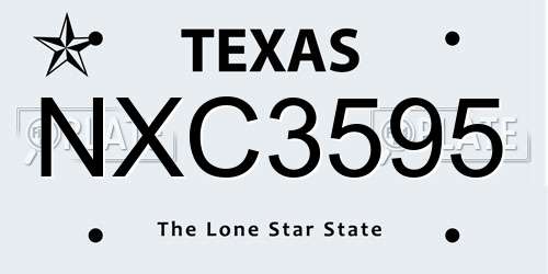 NXC3595 Texas License Plate