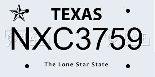 NXC3759 Texas License Plate