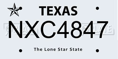 NXC4847 Texas License Plate