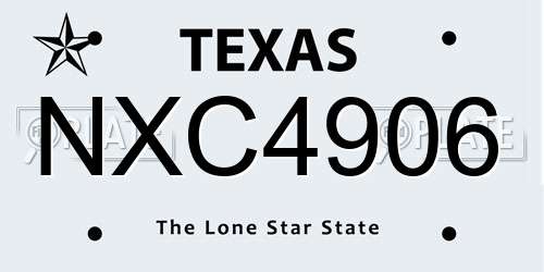 NXC4906 Texas License Plate
