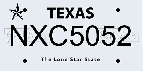 NXC5052 Texas License Plate
