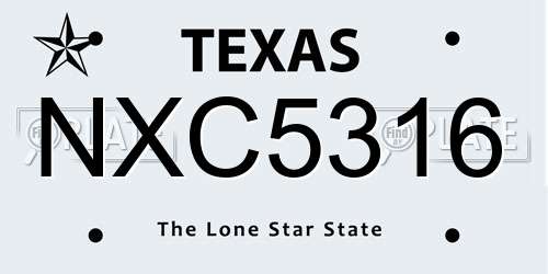 NXC5316 Texas License Plate