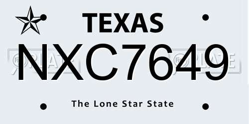 NXC7649 Texas License Plate
