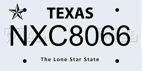 NXC8066 Texas License Plate