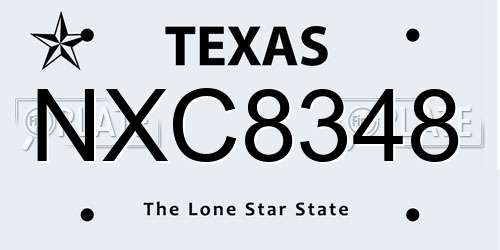 NXC8348 Texas License Plate