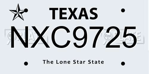 NXC9725 Texas License Plate