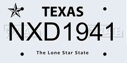 NXD1941 Texas License Plate