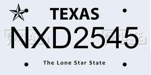 NXD2545 Texas License Plate