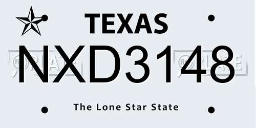 NXD3148 Texas License Plate