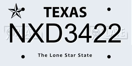 NXD3422 Texas License Plate