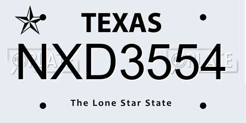 NXD3554 Texas License Plate