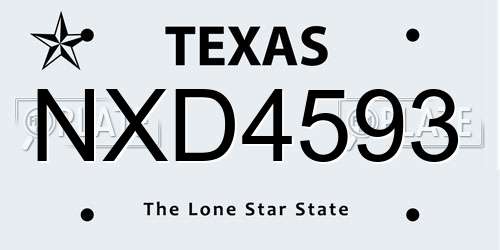 NXD4593 Texas License Plate
