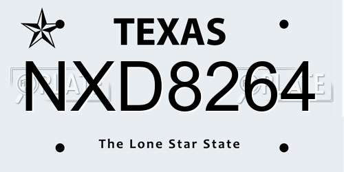 NXD8264 Texas License Plate