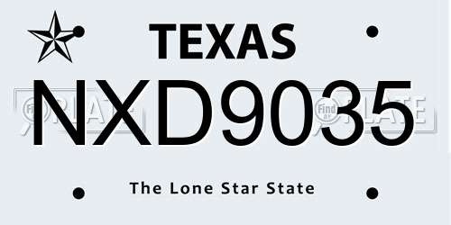 NXD9035 Texas License Plate