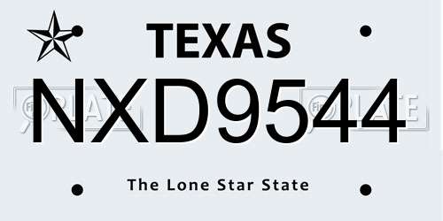 NXD9544 Texas License Plate