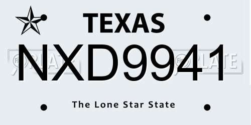 NXD9941 Texas License Plate