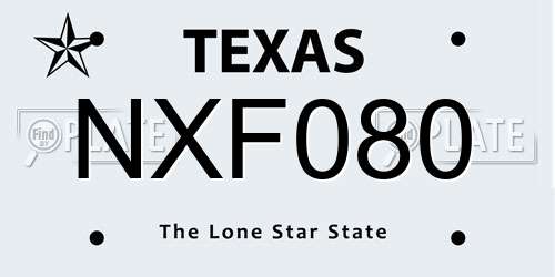 NXF080 Texas License Plate