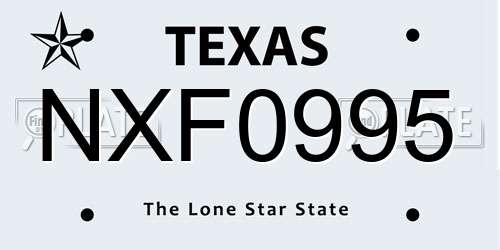 NXF0995 Texas License Plate