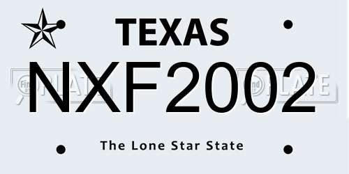 NXF2002 Texas License Plate