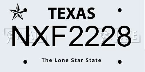 NXF2228 Texas License Plate