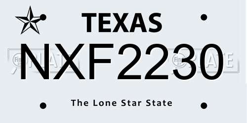 NXF2230 Texas License Plate