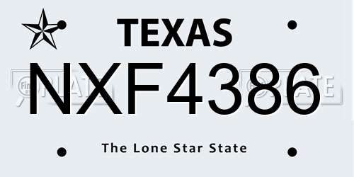 NXF4386 Texas License Plate