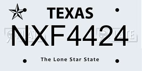 NXF4424 Texas License Plate