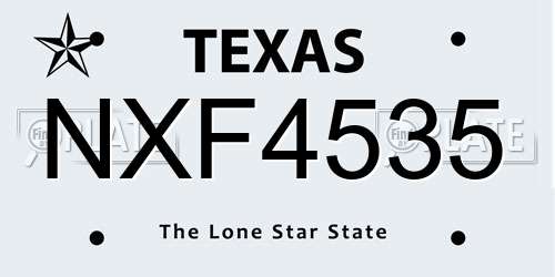 NXF4535 Texas License Plate