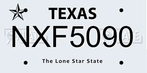 NXF5090 Texas License Plate