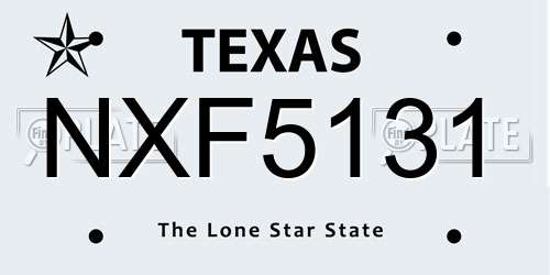 NXF5131 Texas License Plate