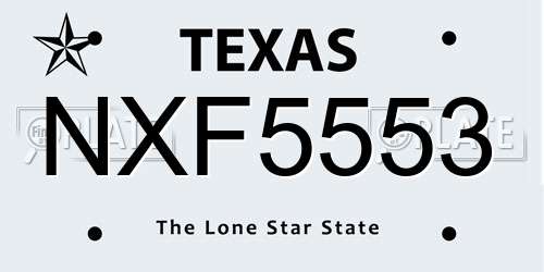 NXF5553 Texas License Plate