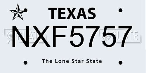 NXF5757 Texas License Plate