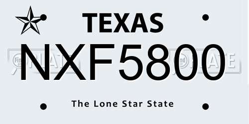 NXF5800 Texas License Plate
