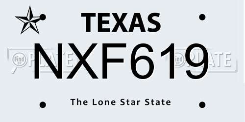 NXF619 Texas License Plate