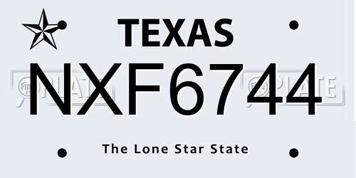 NXF6744 Texas License Plate