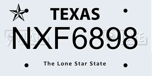NXF6898 Texas License Plate