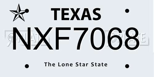 NXF7068 Texas License Plate