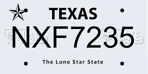 NXF7235 Texas License Plate