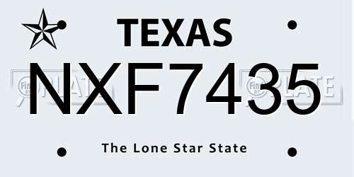 NXF7435 Texas License Plate