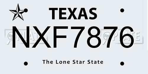 NXF7876 Texas License Plate