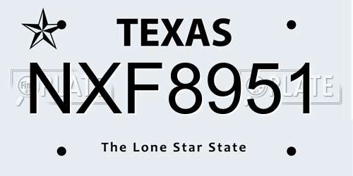NXF8951 Texas License Plate