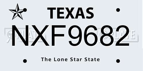 NXF9682 Texas License Plate