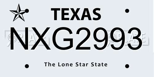 NXG2993 Texas License Plate