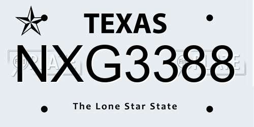 NXG3388 Texas License Plate