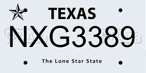 NXG3389 Texas License Plate
