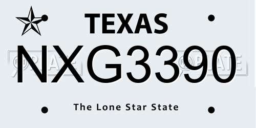 NXG3390 Texas License Plate